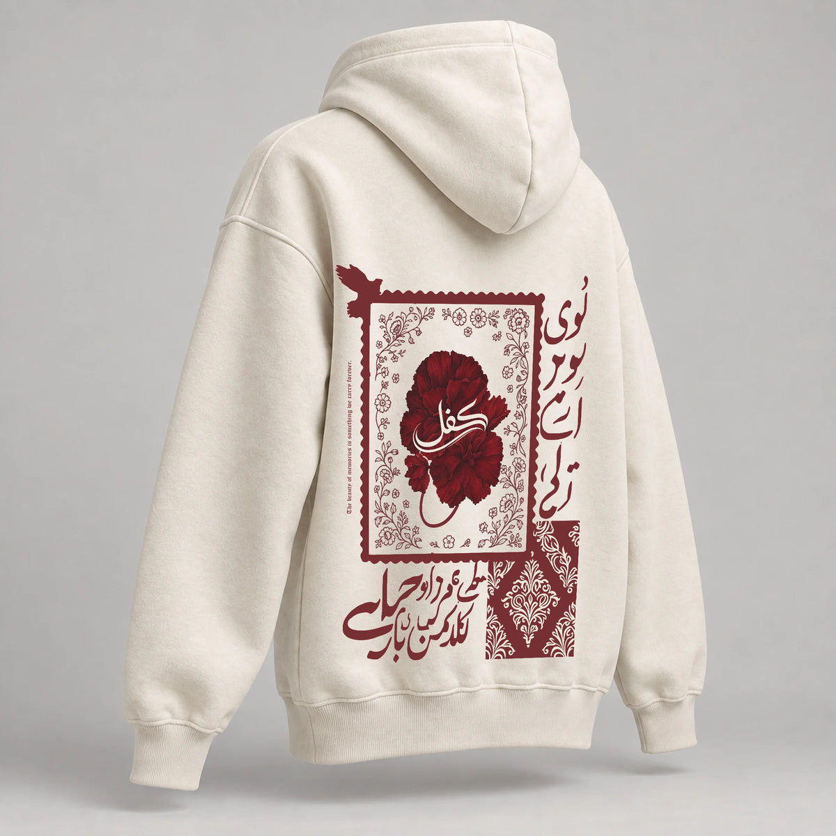 KIFL Urdu Floral oversized hoodie – rear left angle