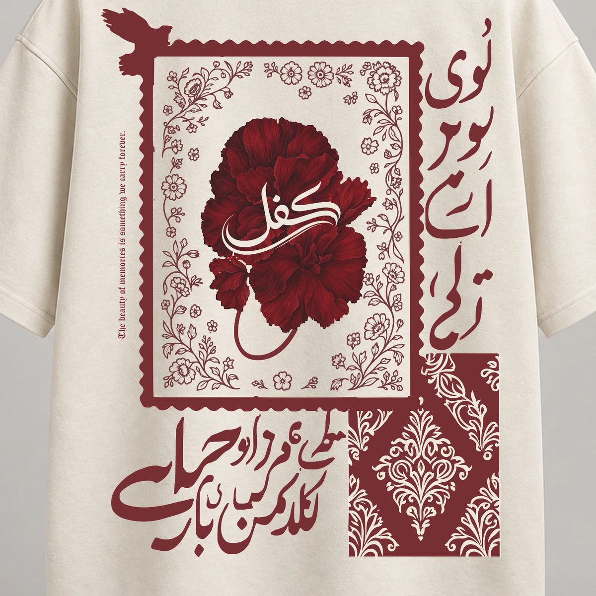 KIFL Urdu Floral tee – close-up of back print detail