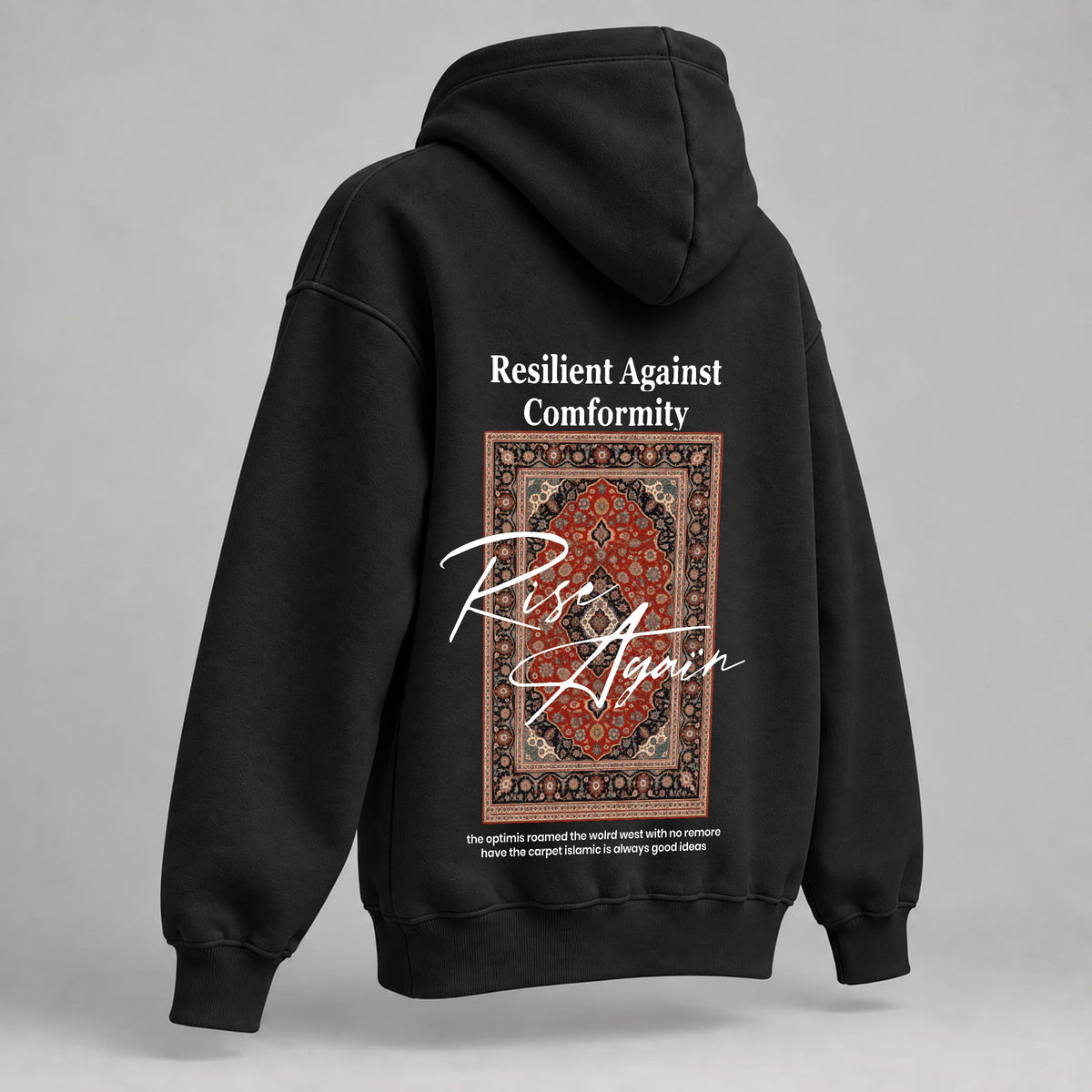 KIFL Rise Again oversized black hoodie – rear left angle