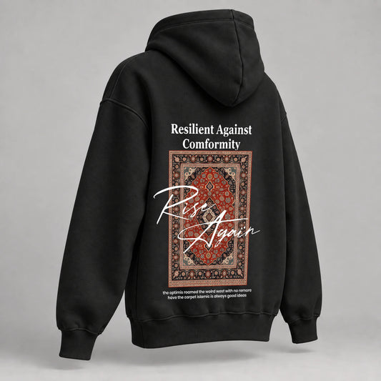 KIFL Rise Again oversized black hoodie – rear left angle