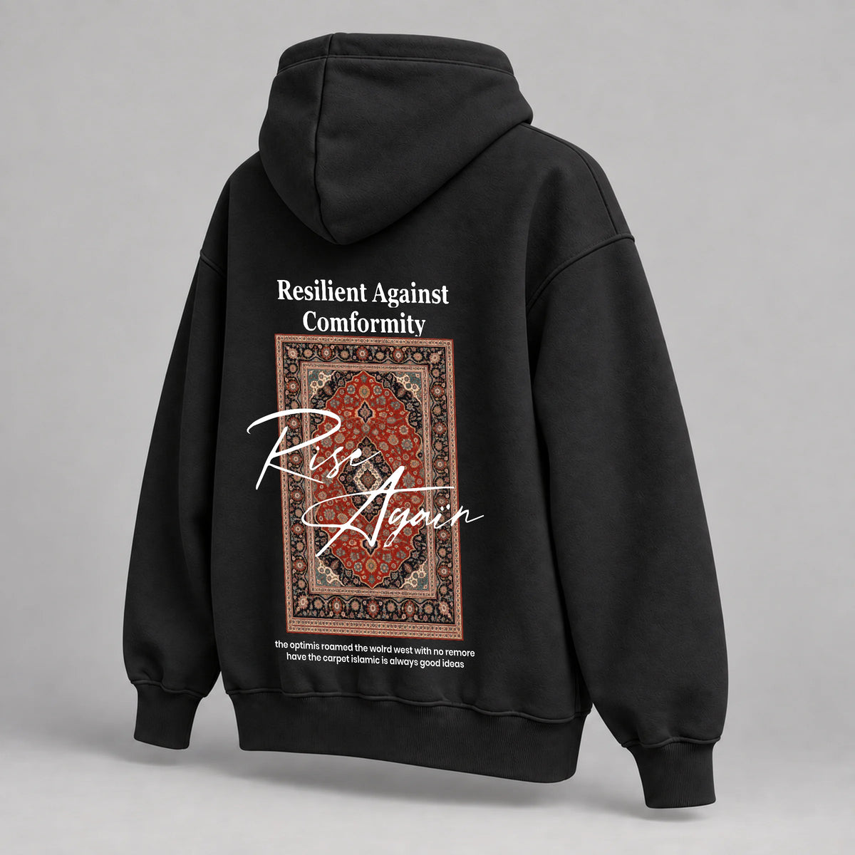 KIFL Rise Again oversized black hoodie – rear right angle