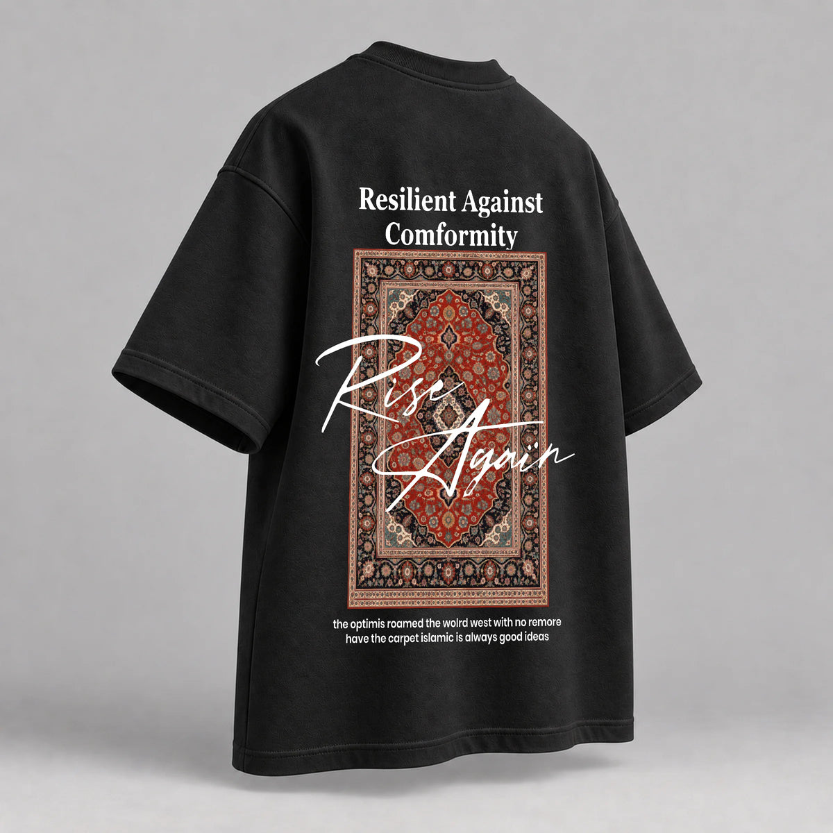 KIFL Rise Again oversized black tee – rear left angle