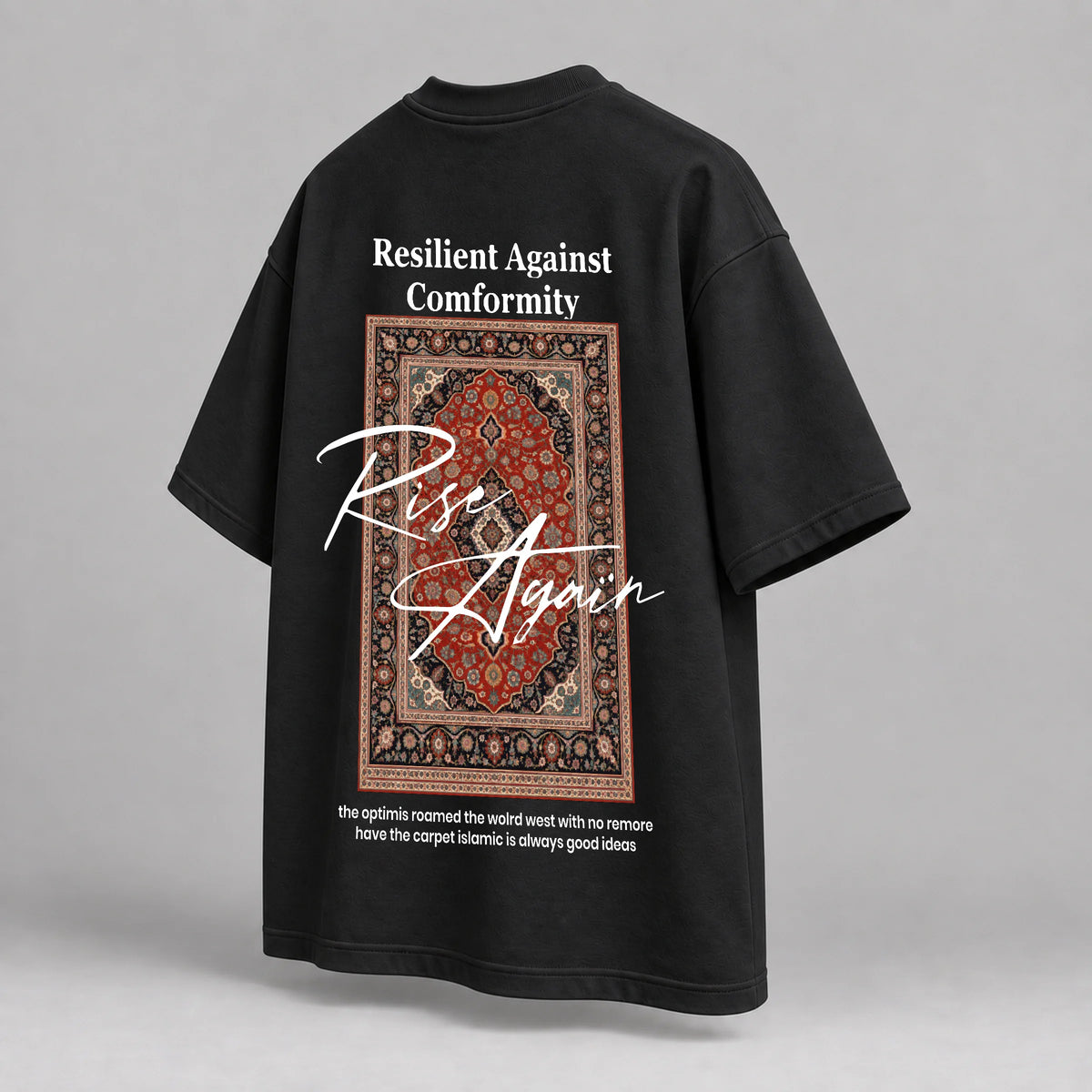 KIFL Rise Again oversized black tee – rear right angle