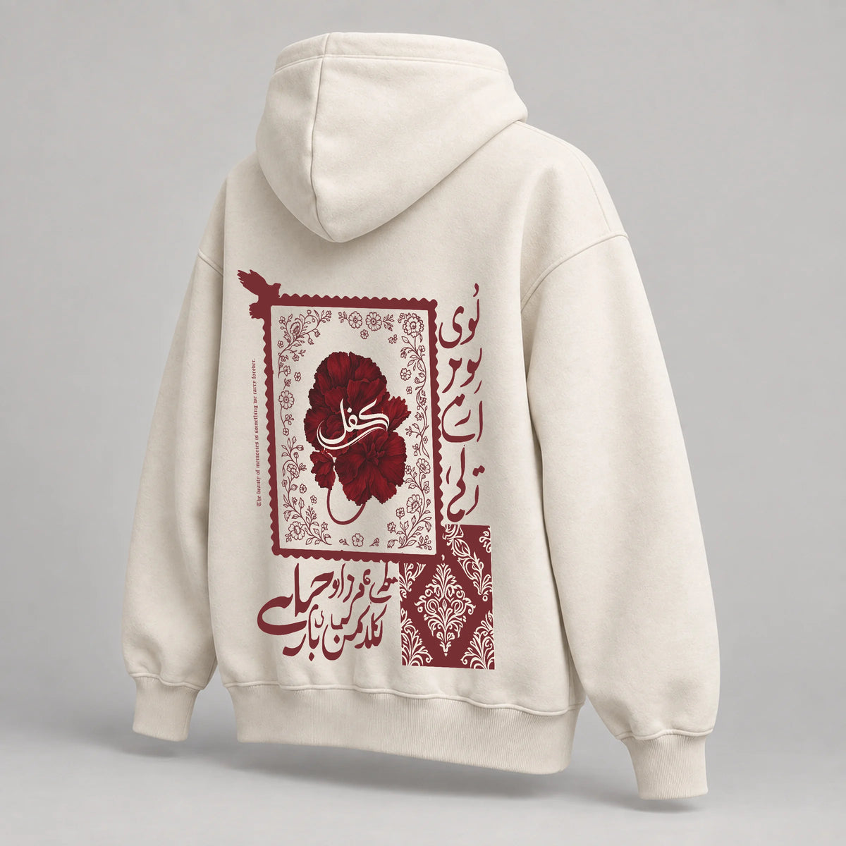 KIFL Urdu Floral oversized hoodie – rear right angle
