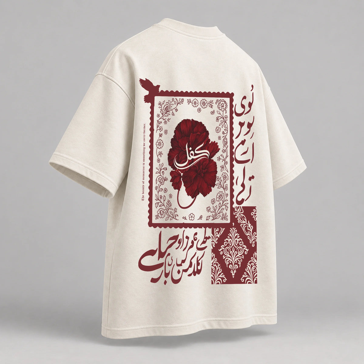 KIFL Urdu Floral oversized tee – rear left angle