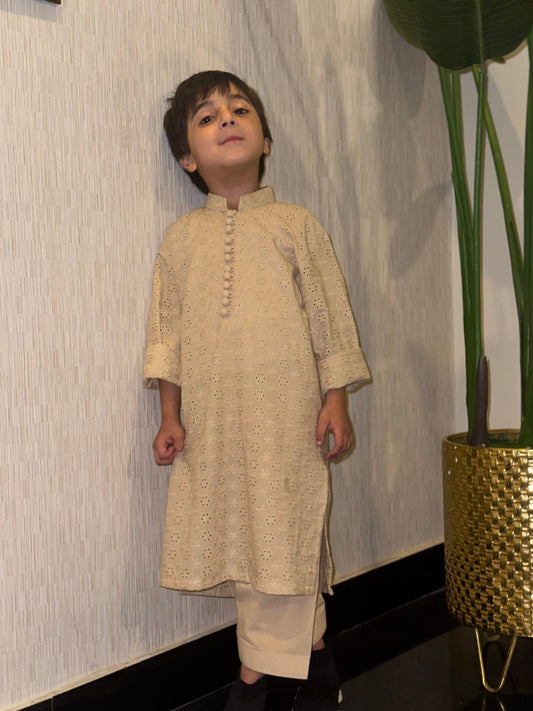 KIFL - ChikanKari Cotton Kurta (Cream) - KIFL
