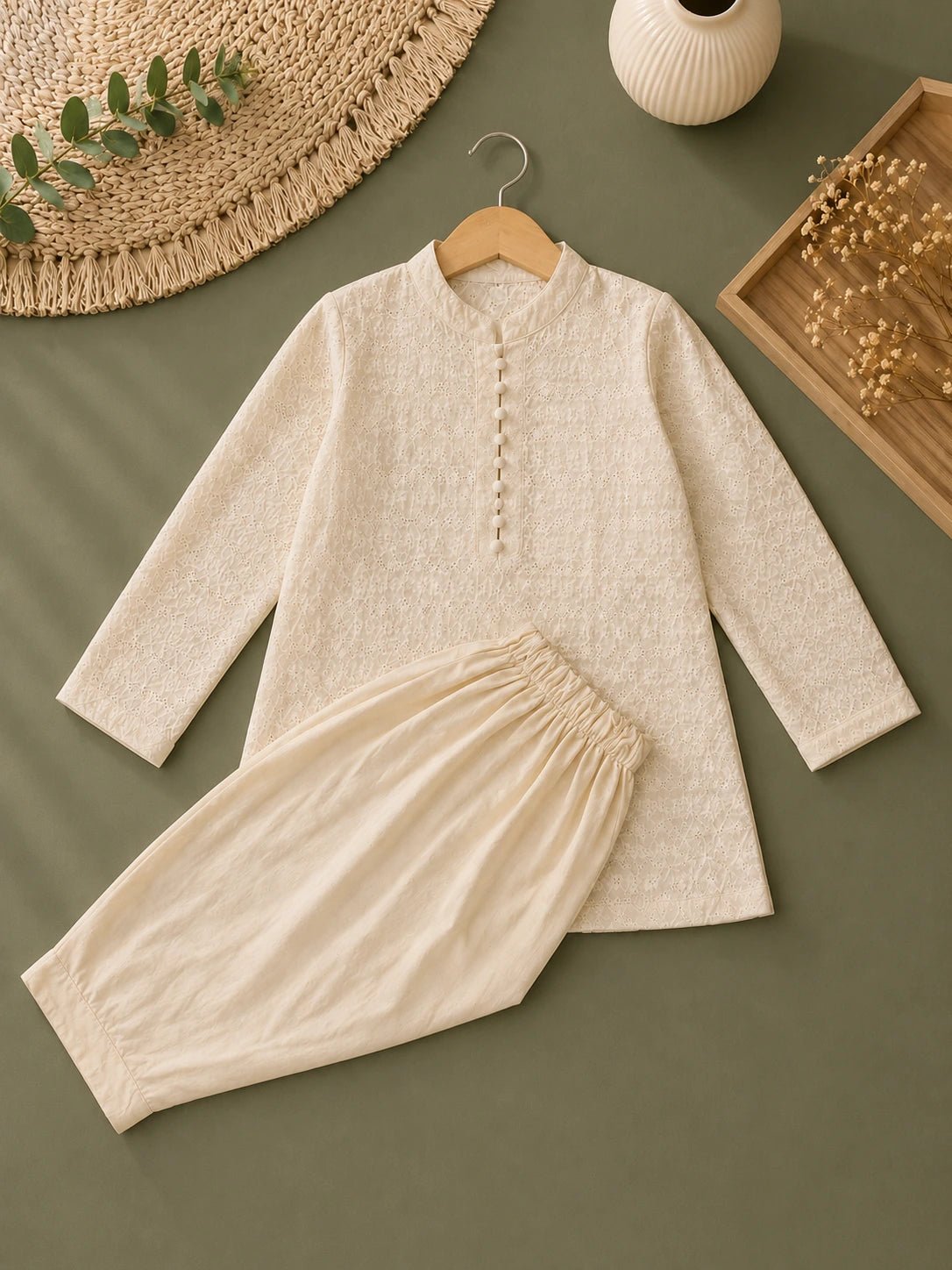 KIFL - ChikanKari Cotton Kurta (Cream) - KIFL