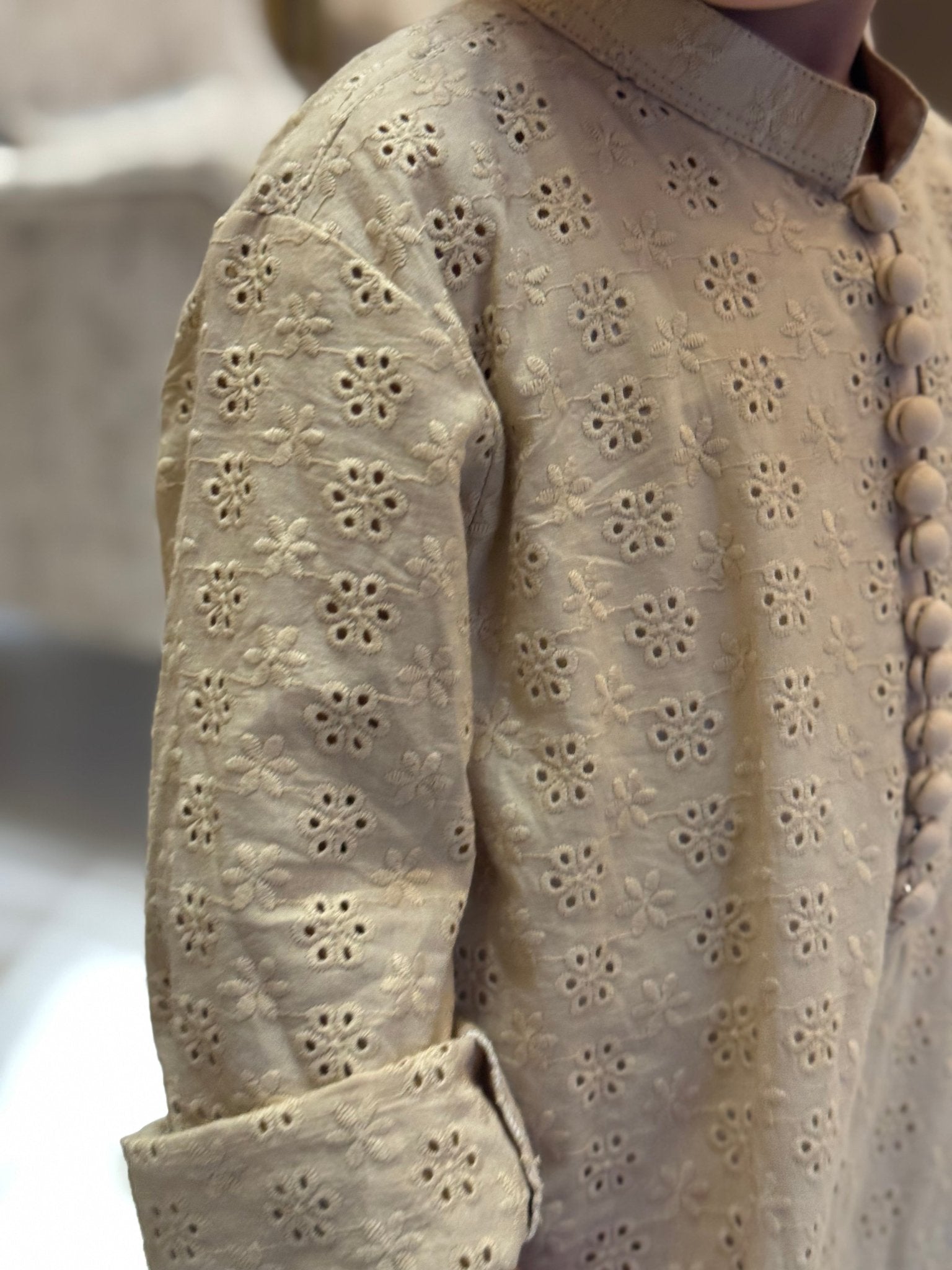 KIFL - ChikanKari Cotton Kurta (Cream) - KIFL
