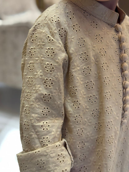 KIFL - ChikanKari Cotton Kurta (Cream) - KIFL