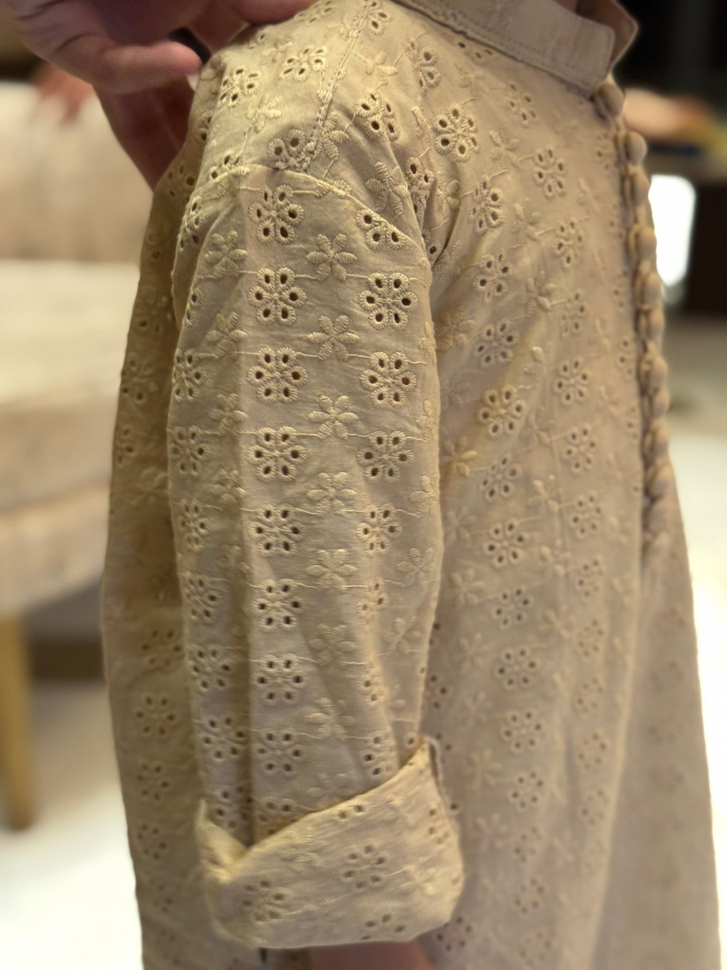 KIFL - ChikanKari Cotton Kurta (Cream) - KIFL