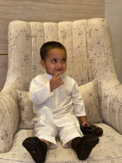 KIFL - ChikanKari Cotton Kurta (White) - KIFL